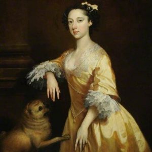 Portrait of a lady with a Pug