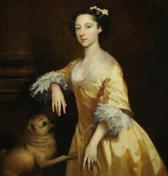 Portrait of a lady with a Pug