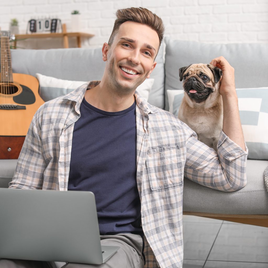 Happy Guy and Pug