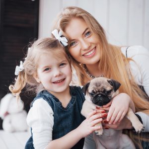 Family with Pug