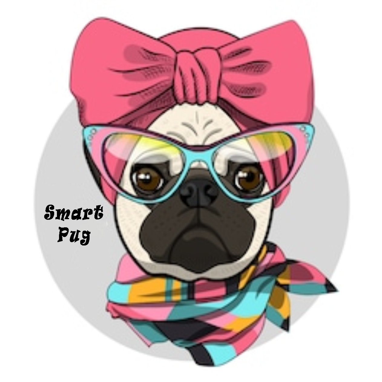 Smart Female Pug with Glasses